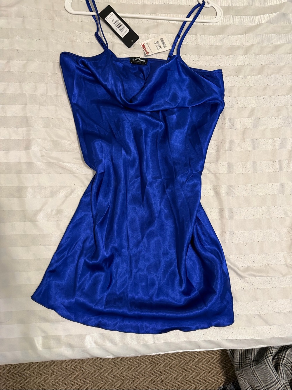 Blue Satin Cowl Neck Slip Dress NWT